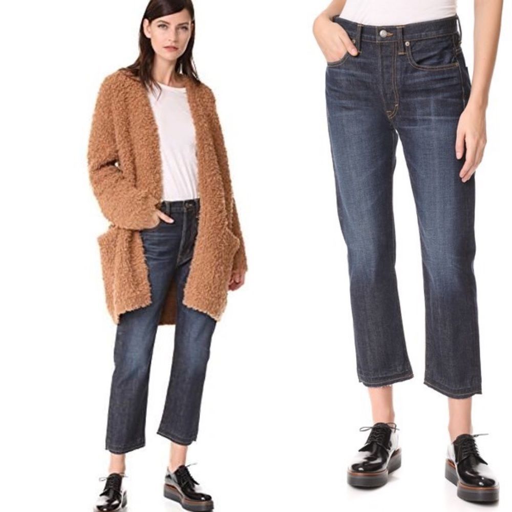 Vince Union Slouch Released Hem Dark Vintage  Wash Jeans 26 Selvedge Denim Crop